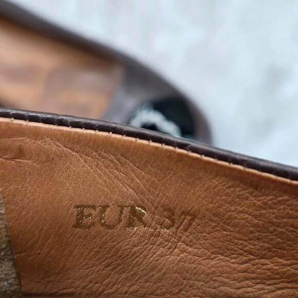 Fitflop Ballet Flats Brown Leather Croc Embossed Slip On Low Wedge Comfort Shoes - Picture 8 of 10